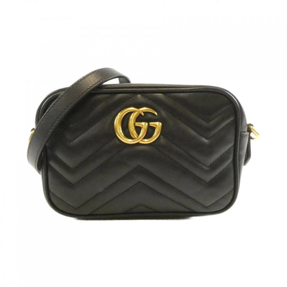Gucci GG Marmont Leather Crossbody Bag quilted black chevron